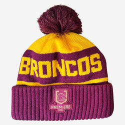 Brisbane Broncos 2025 Premiers Beanie With Pom