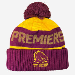 Brisbane Broncos 2025 Premiers Beanie With Pom