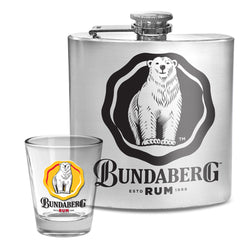 Bundaberg Rum Hip Flask & 2 Shot Glasses Gift Pack
