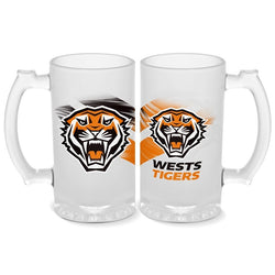 West Tigers 500ml Frosted Stein Glass