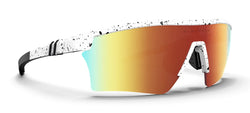 Blenders - Pacer Sunglasses, White Splatter Frame /Red Polarised Lens