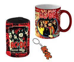 AC/DC Metallic Mug, Can Cooler & Keyring Gift Set
