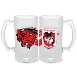St George Dragons 500ml Frosted Stein Glass