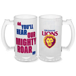 Brisbane Lions 500ml Frosted Stein Glass