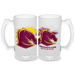 Brisbane Broncos 500ml Frosted Stein Glass