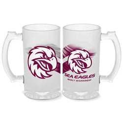 Manly Sea Eagles 500ml Frosted Stein Glass