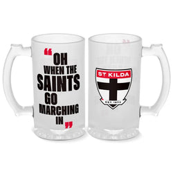 St Kilda Saints 500ml Frosted Stein Glass