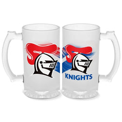 Newcastle Knights 500ml Frosted Stein Glass