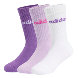 Adidas 3 Pack Linear Kids Crew Socks