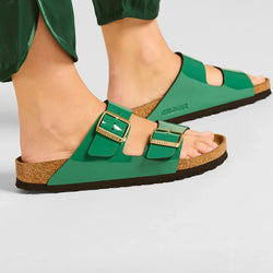 Birkenstock Arizona Patent Digital Green Birko-Flor (Regular) - SPORTFIRST HERVEY BAY