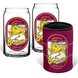 Brisbane Broncos Can Glasses & Can Cooler Pack - SPORTFIRST HERVEY BAY