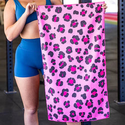 Cheeky Winx 120x60cm Pink Leopard Gym Towel - SPORTFIRST HERVEY BAY