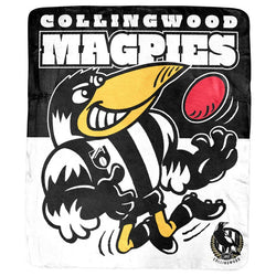Collingwood Magpies Mascot Fleece Throw Rug - SPORTFIRST HERVEY BAY