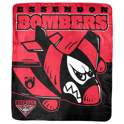 Essendon Bombers Mascot Fleece Throw Rug - SPORTFIRST HERVEY BAY