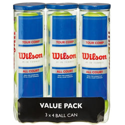 Wilson All Court Tour Comp Tennis Balls - 3 x 4 Balls Can