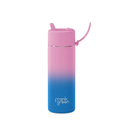 Frank Green 595ml Ceramic Reusable Bottle Gradient With Flip Straw Lid - SPORTFIRST HERVEY BAY