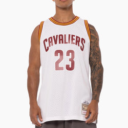 Person wearing a Cavaliers jersey with the number 23 on a white background
