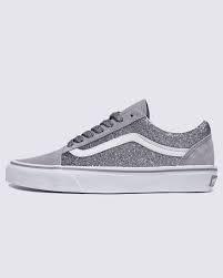 Gray glittery sneaker on a light gray background