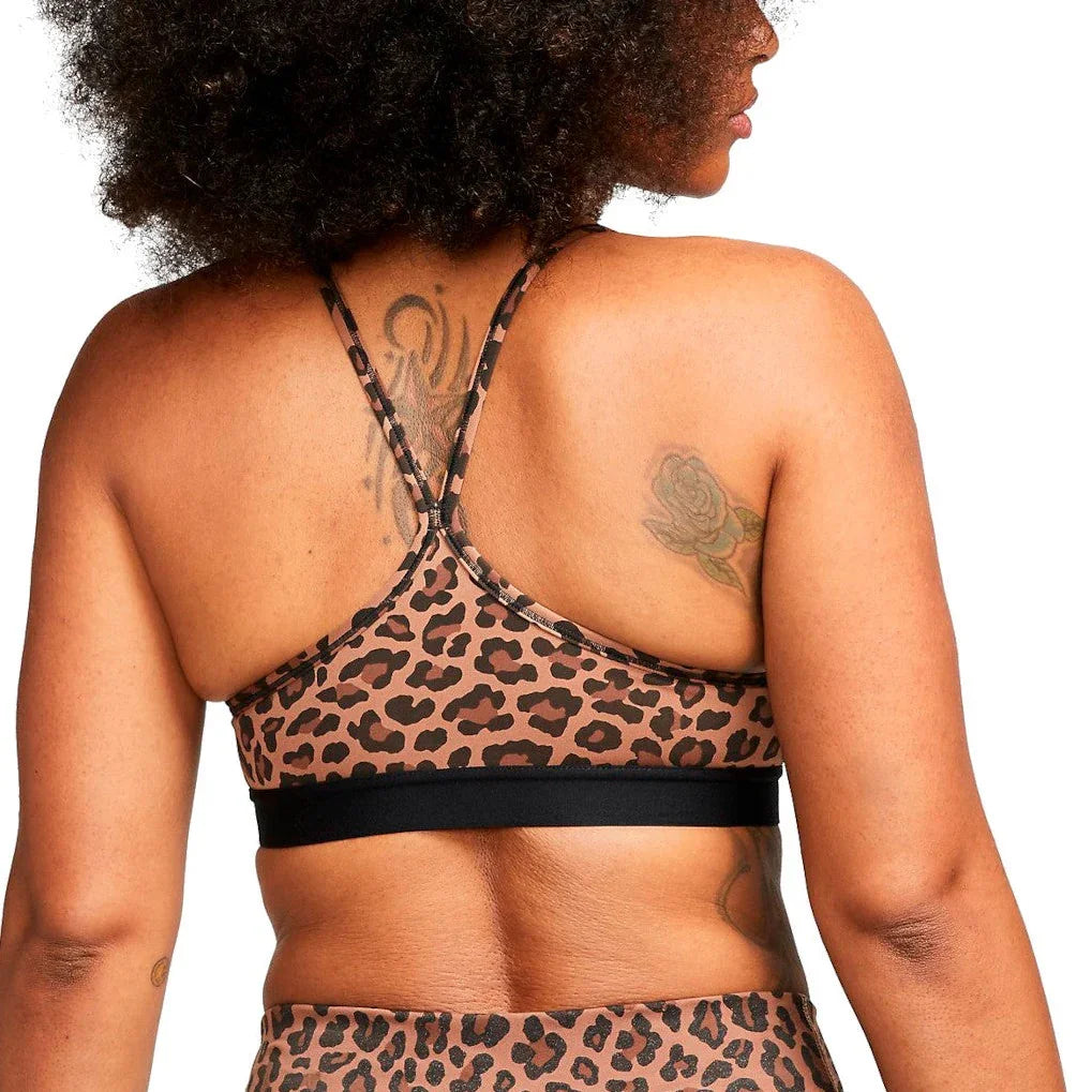 Nike Indy Womens Light-Support 1-Piece Pad V-Neck Leopard Print