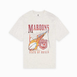 Queensland Maroons Flaming Ball Adults Tee - SPORTFIRST HERVEY BAY