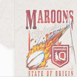 Queensland Maroons Flaming Ball Kids Tee - SPORTFIRST HERVEY BAY