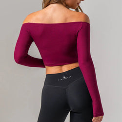 Ryderwear Womens Ribbed Off Shoulder Long Sleeve Top