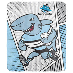 Sharks Mascot Fleece Throw Rug - SPORTFIRST HERVEY BAY