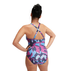 Speedo Shaping Printed Vneck Womens One Piece Swimwear - SPORTFIRST HERVEY BAY