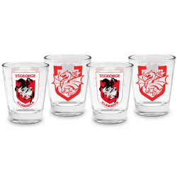St George Dragons 4 Pack Shot Glasses - SPORTFIRST HERVEY BAY