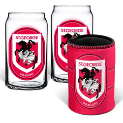 St George Dragons Can Glasses & Can Cooler Pack - SPORTFIRST HERVEY BAY