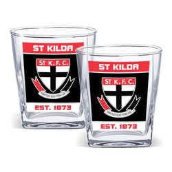 St Kilda Saints Set of 2 Spirit Glasses - SPORTFIRST HERVEY BAY