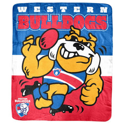 Western Bulldogs Mascot Fleece Throw Rug - SPORTFIRST HERVEY BAY