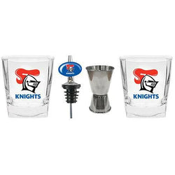 Newcastle Knights Glasses, Pourer & Jigger - SPORTFIRST HERVEY BAY