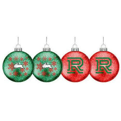 South Sydney Rabbitohs Glitter Baubles - SPORTFIRST HERVEY BAY